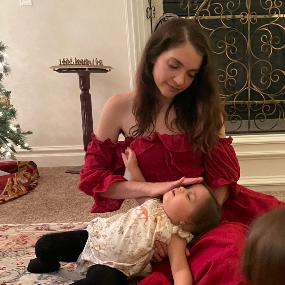 Cranberry colored off the shoulder Swiss dot dress size small - Picture 5 of 5